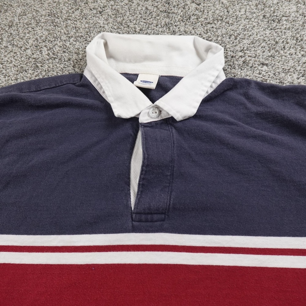 Old Navy Rugby Shirt Mens 2XL Blue Red Colorblock Polo Short Sleeve Preppy Y2K - Picture 3 of 9